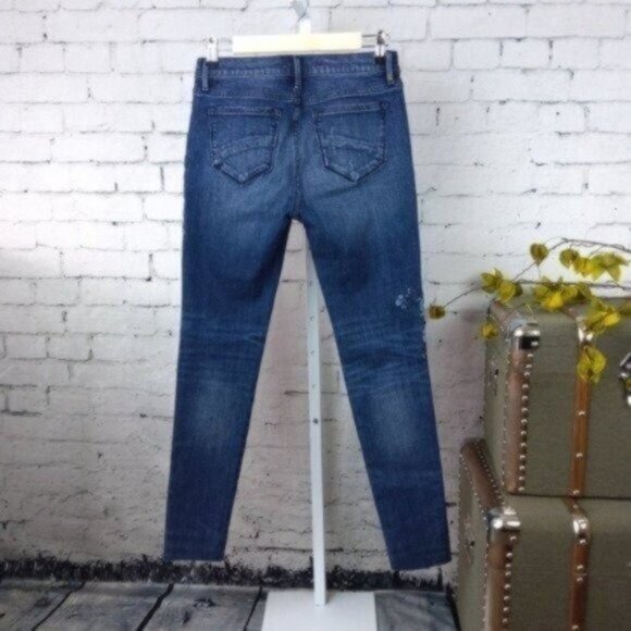 Driftwood Jackie Embroidered Floral high Rise Skinny Ankle Jeans Blue 27 - Picture 2 of 5